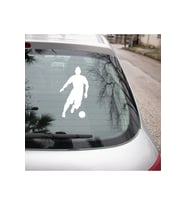 Hızlı Top Süren Futbolcu Oto Araba Sticker Etiket Beyaz Renk 19CM