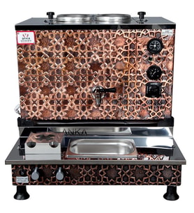 Anka Pro Plus Otomatik Çay Kazanı, 2 Demlikli, 20 Litre, Bakır, Elektrikli,Gazlı