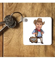 Kişiye Özel Yakışıklı Kovboy Karikatürlü Anahtarlık