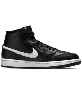 Nike Air Jordan 1 Mid Unisex Leather Sneaker Hakiki Deri Bilekli Günlük Spor Ayakkabı Siyah