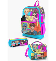 Coral High Kids Gri Mavi Pembe Anime Desenli 3’lü Okul Çanta Seti SET0123737