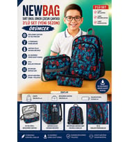 NewBag ERKEK SIRT OKUL ÇANTASI-3'LÜ SET  (YENİ SEZON) (Mavi)