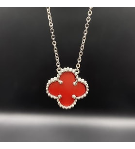 Yonca Gümüş Kolye Rose Altın Kaplama Gümüş Kolye Yonca Yaprağı Kolye