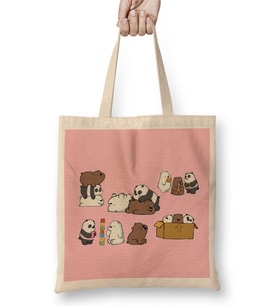 We Bare Bears Cute Bez Çanta Uzun Saplı