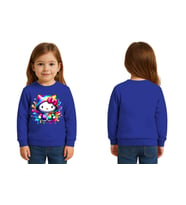 Unisex Hello Kity Baskılı Çocuk Swaetshirt 3 İplik Şardonlu (SAKS MAVI)