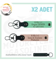 Motor Severlere Özel İsim Plaka, B+ Kan Grubu Yazılı Özel Tasarım x2 Anahtarlık, Yavruağzı-Yeşil-Syh