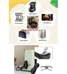 2 li Yapışkanlı Duvar Kablo Sabitleyici Düzenleyici Airfryer Kahve Tost Makinesi Fiş Tutucu Toparlayıcı (Siyah - Beyaz)