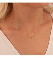 Kişiye Özel 925 Ayar Gümüş Minimal Uçak Kalp Kolye (Gold)
