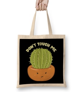 Funny Don't Touch Me Prickly Cactus Pun Succulent Bez Çanta Uzun Saplı