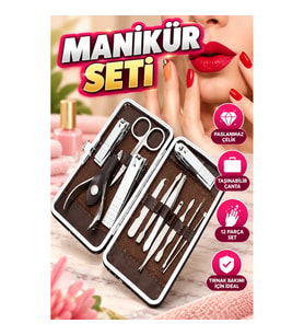 12 Parça Çanta Tipi Manikür Pedikür Tırnak Bakım Seti Tırnak Düzeltme ve Bakım Araçları