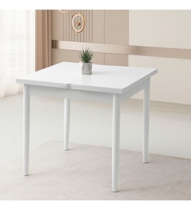 Yanlardan Açılır Büyüyen Yemek Masası Beyaz 75x80cm SADECE MASA FİYATIDIR