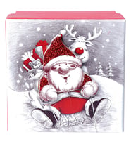 Yılbaşı Noel Baba ve Geyik Motifli Hediye Kutusu 19x9 cm