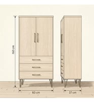 Varenna Çok Amaçlı Dolap 60 cm 2 Kapak 3 Çekmece Lake Zümrüt Yeşili - Çok Amaçlı Çekmeceli Dolap