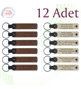 A Kahve & Sütlü Kahve, Bebek Ziyaretlerine Sürpriz, 12’li Set, İsim Ve Mesaj Yazılı Deri Hatıra