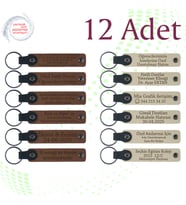 A Kahve & Sütlü Kahve, Bebek Ziyaretlerine Sürpriz, 12’li Set, İsim Ve Mesaj Yazılı Deri Hatıra