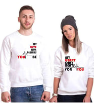 Tshirthane My Heart Only Beats For You Sevgili Kombinleri Sweatshirt Kombini (Tek Ürün Fiyatıdır.)