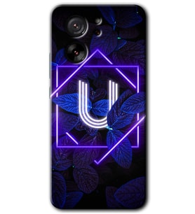Xiaomi Mi 13T Kılıf HD Desen Baskılı Arka Kapak - Dark Neon Yaprak U Harfi