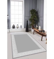 Gri Çerçeveli Kaymaz Tabanlı Makinede Yıkanabilir Halı RV039 - 100 x 160 cm