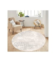 Eliana Home Baskılı, Yıkanabilir Kaymaz Taban Yuvarlak Halı LNA7298-HT087 120x120 cm (Krem)