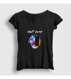 Presmono Kadın Siyah Random Daft Punk T-Shirt 60292tt