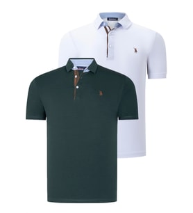İKİLİ SET T8582 DEWBERRY ERKEK T-SHIRT-BEYAZ-YEŞİL