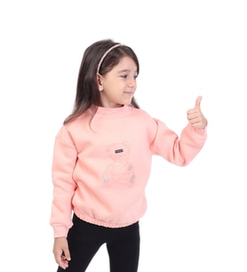 Toontoy Kız Çocuk Baskılı Sweatshirt (Somon)