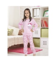 Kız Çocuk Interlok Pembe Pijama Takımı