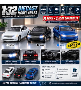 Volkswagen Passat B8 1:32 Diecast Metal Model Araba Işıklı Sesli Çek Bırak 1 ADET