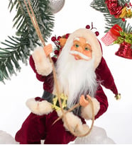 Yılbaşı Süsü Noel Baba Biblo Figür Büyük Boy 45cm - Asma ipi ile 78 cm (Kırmızı)