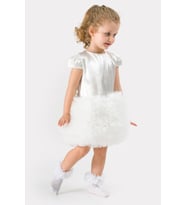 Bebek Kız Çocuk Doğum Günü Parti Düğün Elbise Tüllü Tütü Astarlı Çocuk Giyim Bebek Giyim Kız Bebek (Beyaz)