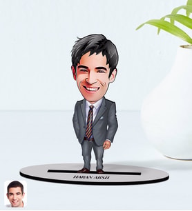 BK Gift Kişiye Özel Erkek Ceo Karikatürlü Ahşap Biblo Model 7