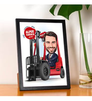 Kişiye Özel Karikatürlü Forklift Kullanan Adam Resim Çerçevesi