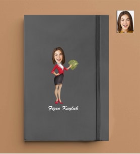 Kişiye Özel Bankacı Kadın Model 13x21 Gri Defter-36