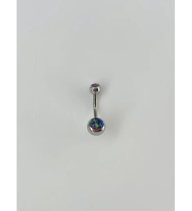 Koyu Hologram Taş Detaylı Göbek Piercing - Pg0051
