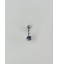 Koyu Hologram Taş Detaylı Göbek Piercing - Pg0051