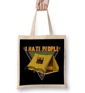 Funny I Hate People Camping Pun Bez Çanta Uzun Saplı