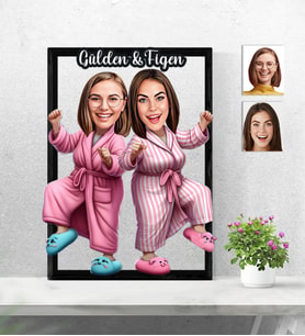 Kişiye Özel 3D  Ahşap Tablo Kadın Arkadaşlar 2kişi Model 30x40 -19