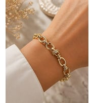 CM Jewelry Oval Zincir Bileklik – Gold Premium Şık Tasarım Ayarlanabilir