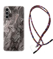 Samsung A23 A31 A32 A50 A51 A52 A53 A70 Kılıf Boyun Asklı Rasta Silikon Gri Mermer 1376