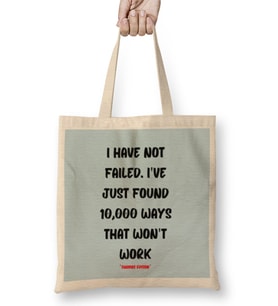 Thomas Edison Quotes-Motivation Quotes - Entrepreneurs İnspiration Success Work Gifts Bez Çanta Uzun Saplı