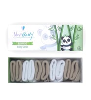 Novibaby 5'li Bambu Yenidoğan Bebek Çorap I White Beige I 0-6 ay (Beyaz - Bej)
