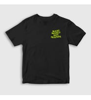 Presmono Unisex Çocuk Siyah Logo Make Money Not Friends T-Shirt 448249tt