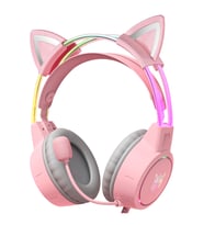 RGB Işıklı Mikrofonlu Gaming Oyuncu Kulaklığı - 3.5mm Jack + USB (Pembe)