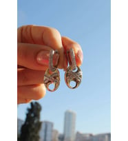 XOXO Oval Küpe - Taş Detaylı