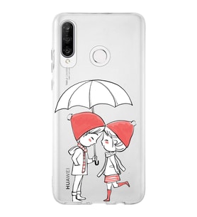 Huawei P30 Lite Uyumlu Kapak Aşk Tasarımlı Şeffaf Silikon Kılıf
