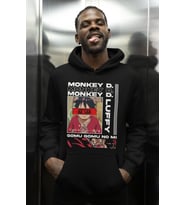 Tasarım One Piece Baskılı Unisex Oversize Monkey D. Luffy Anime Karakter Hoodie
