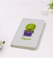 BK Gift Kişiye Özel İsimli Kaktüs Tasarımlı 9x14cm Beyaz Defter - Model 10