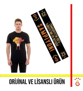 Galatasaray Lisanslı Icardi T-Shirt ve 23 Şampiyonluk Şal Atkı (Siyah)