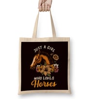 Girl Who Loves Horses Equestrian Sport Horseshoe Dressage Bez Çanta Uzun Saplı