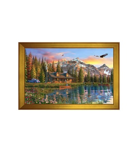 Manzara Temalı Kanvas Tablo 50 x 70 cm Gold Çerçeve